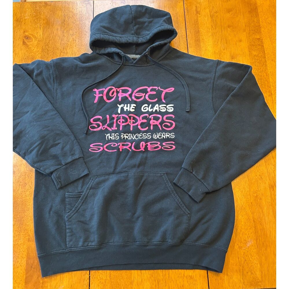 Black Princess Wears Scrubs Graphic Hoodie Pink White